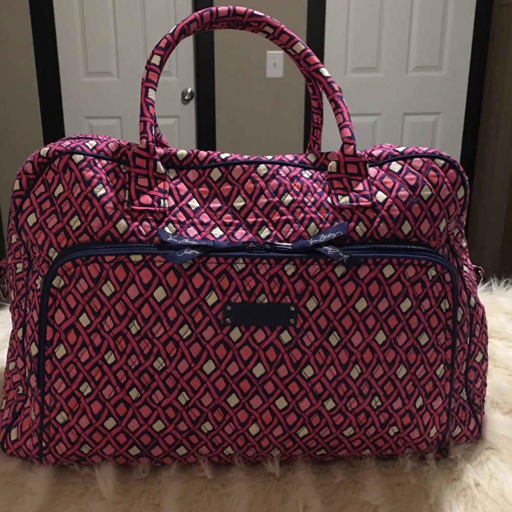 Grand Weekender Bag EUC pink & blue geo